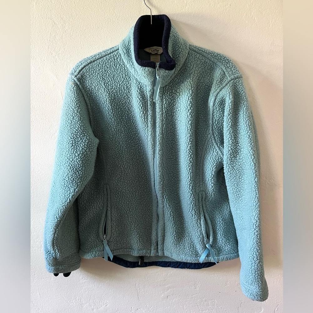 L.L. Bean teal snap Sherpa pullover sweater